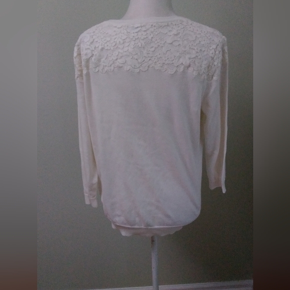 Lands' End Supima Cotton Lace Pullover Sweater - Picture 4 of 6